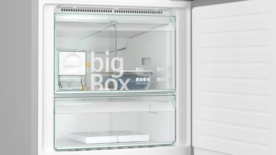 iQ300 free-standing fridge-freezer with freezer at bottom 193 x 70 cm Brushed black steel antiFingerprint, Total noFrost