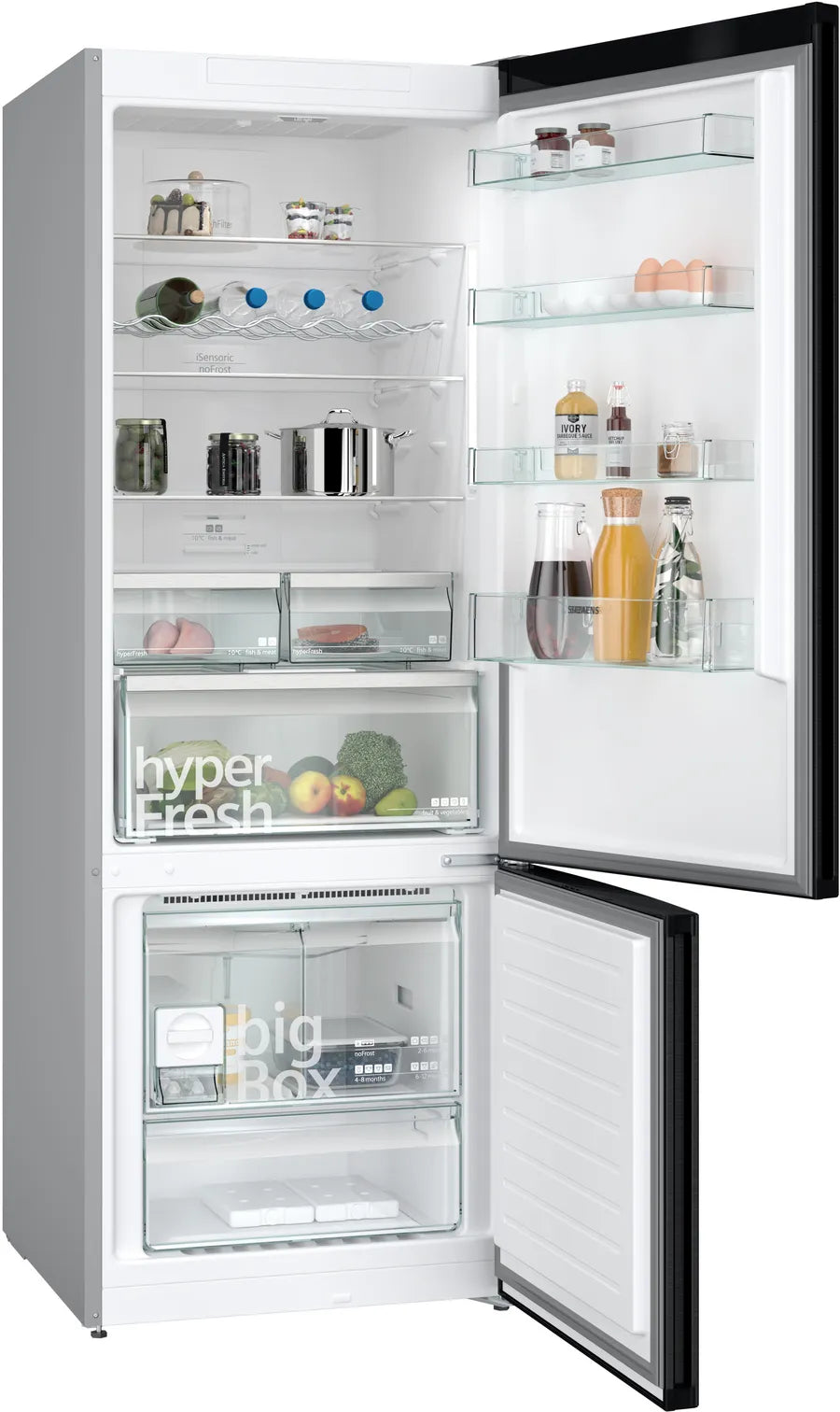 iQ300 free-standing fridge-freezer with freezer at bottom 193 x 70 cm Brushed black steel antiFingerprint, Total noFrost