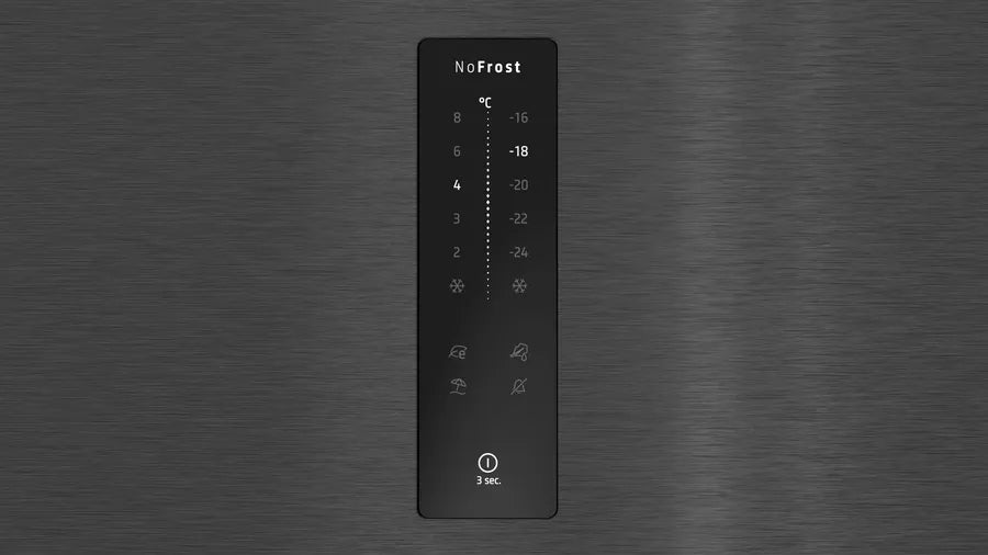 iQ300 free-standing fridge-freezer with freezer at bottom 193 x 70 cm Brushed black steel antiFingerprint, Total noFrost
