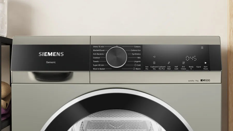 iQ500 condenser tumble dryer 9 kg Silver inox