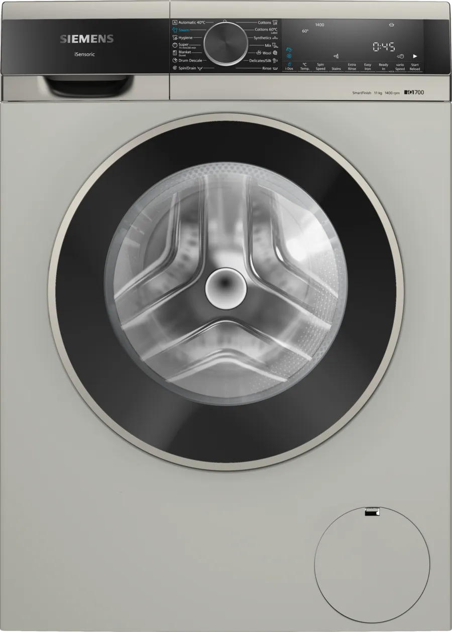 iQ700 washing machine, front loader 11 kg , Silver inox