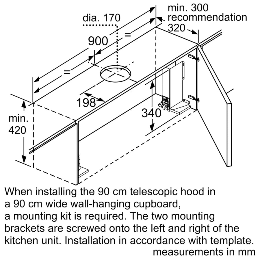 iQ300 telescopic cooker hood 90 cm Silver metallic