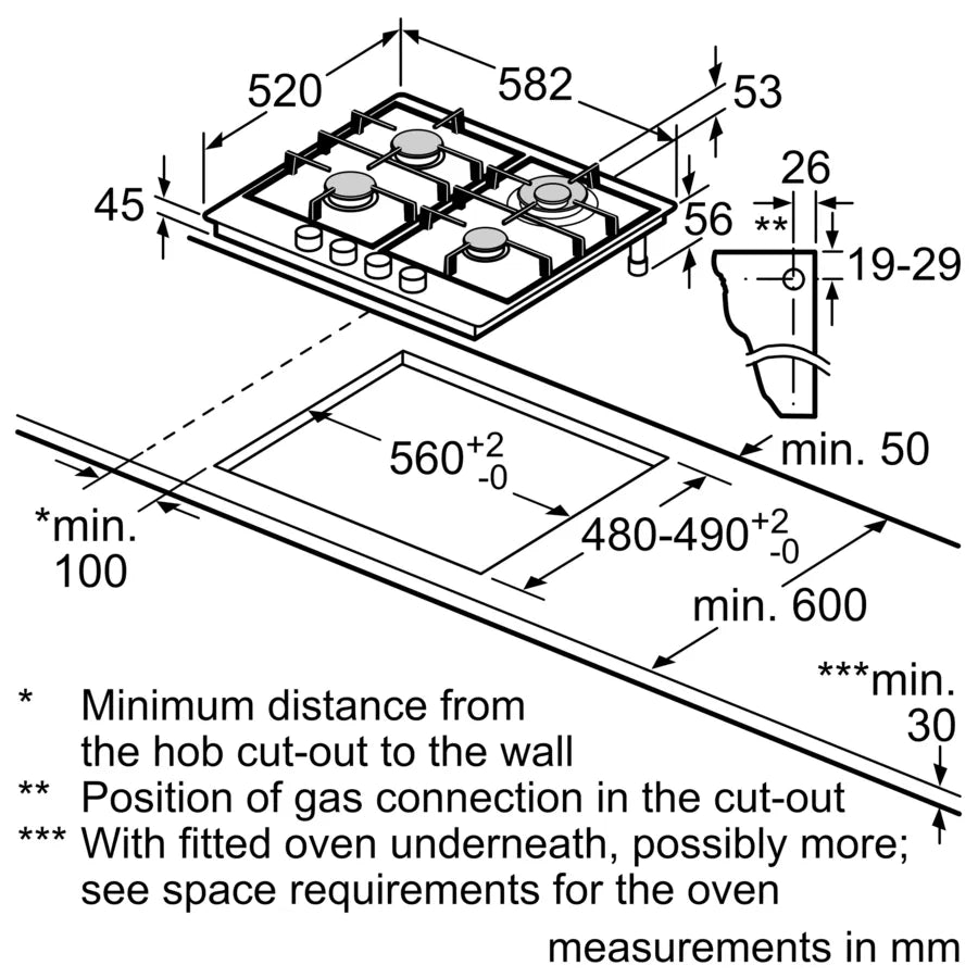 iQ500 Gas hob 60 cm Stainless steel