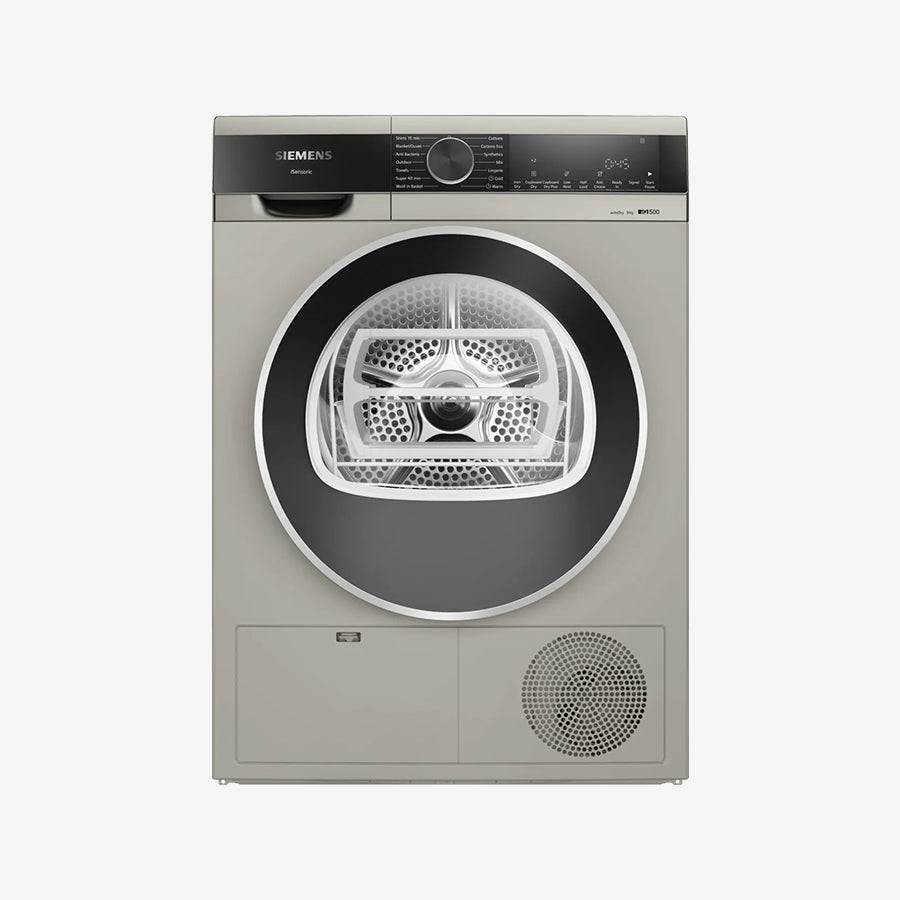 iQ500 condenser tumble dryer 9 kg Silver inox